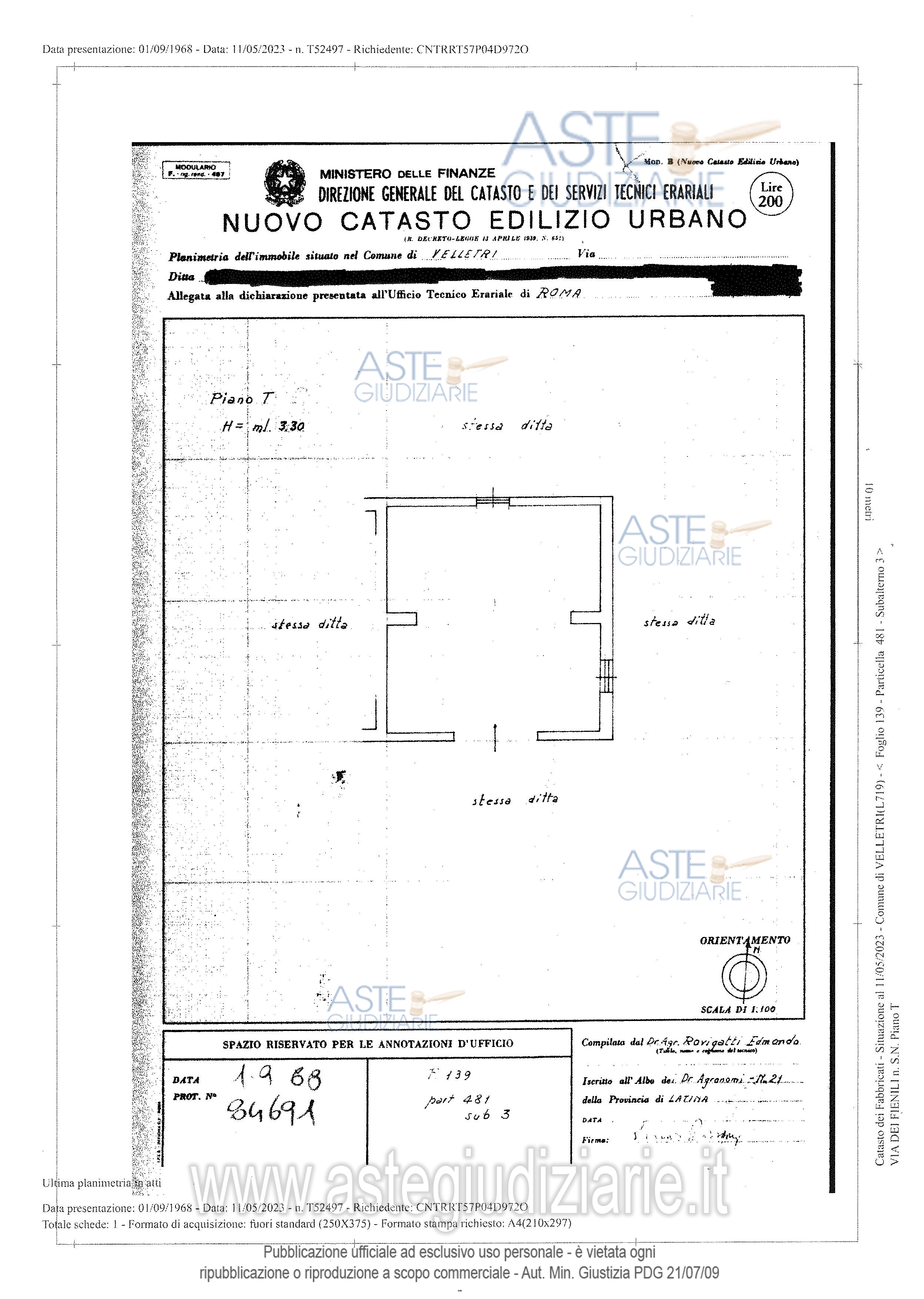 Planimetria del bene