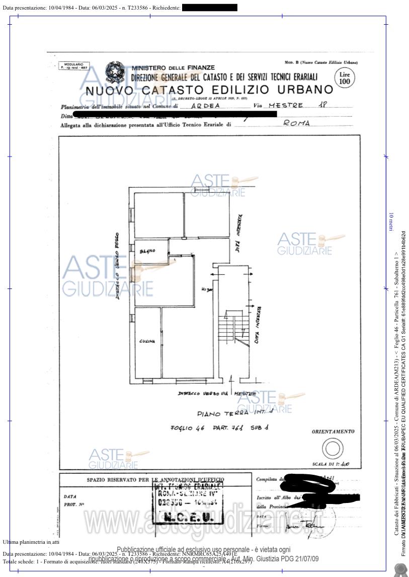 Planimetria del bene