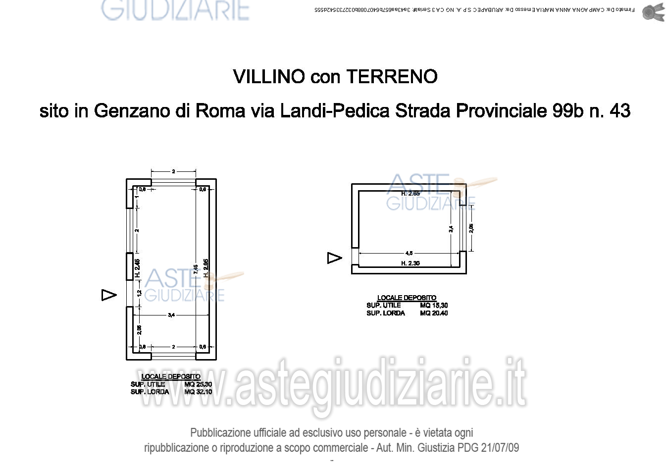 Planimetria del bene