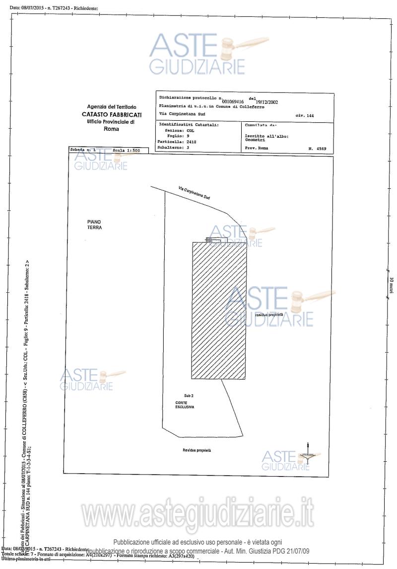 Planimetria del bene
