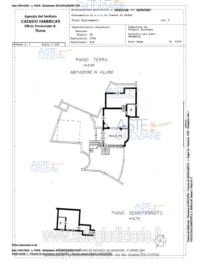 Planimetria del bene