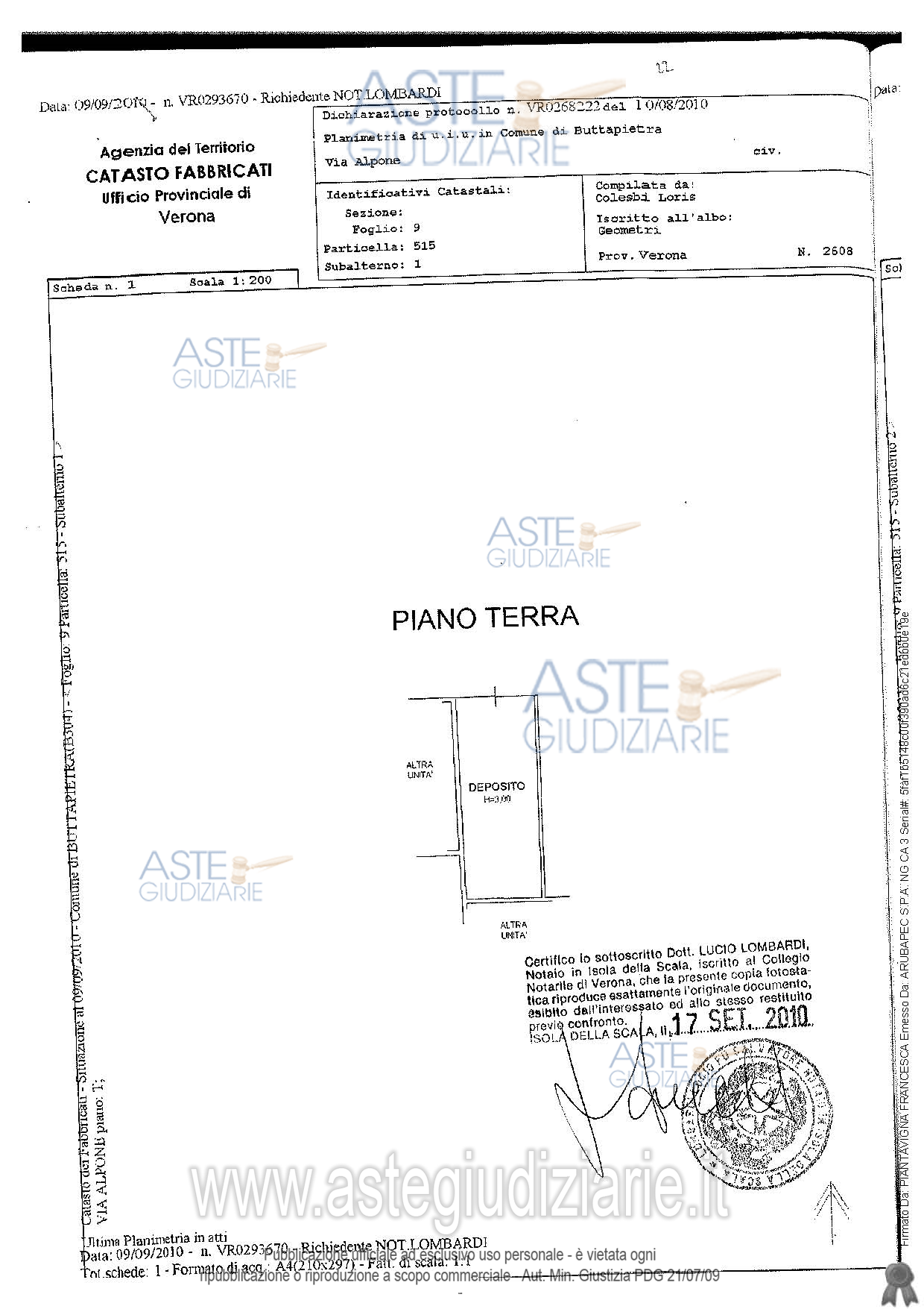Planimetria del bene