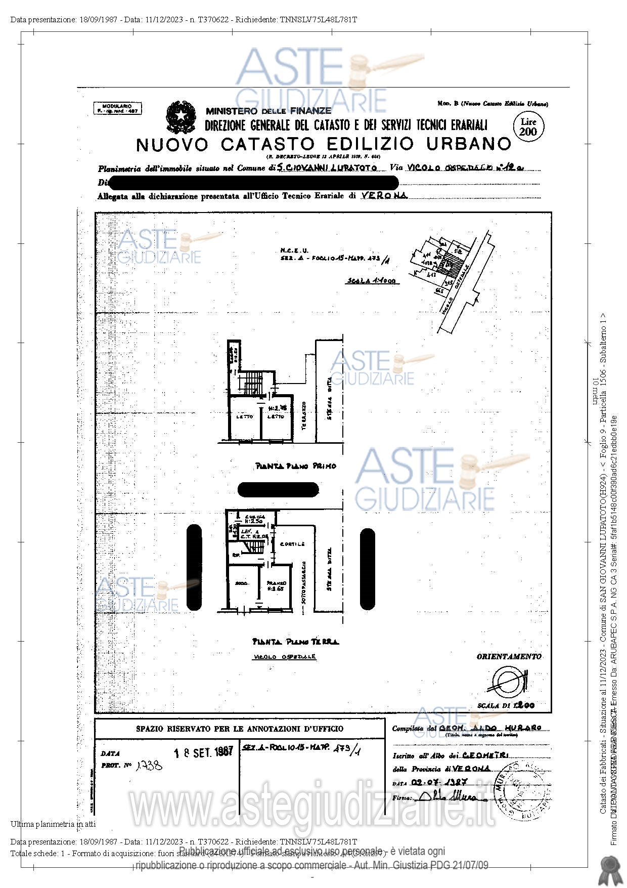 Planimetria del bene