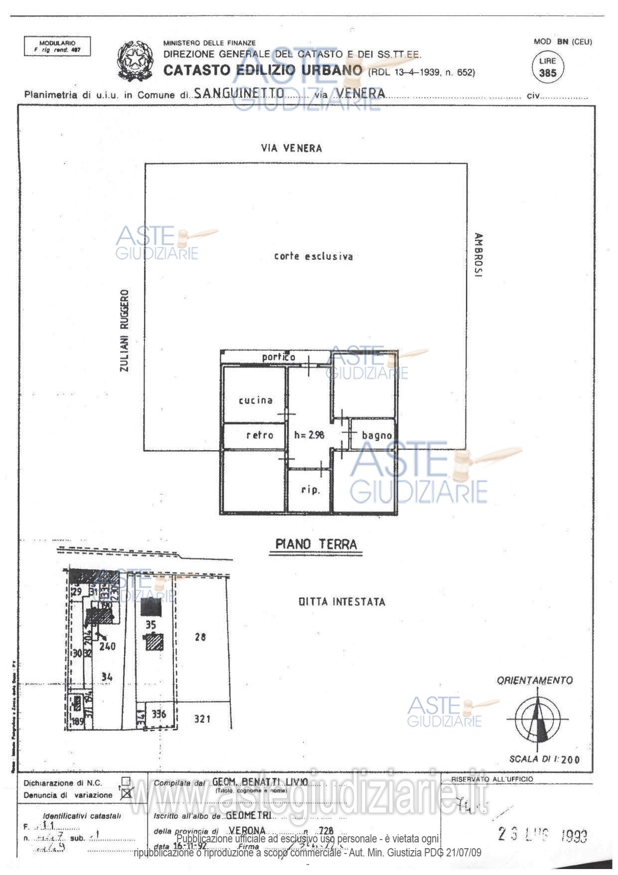 Planimetria del bene