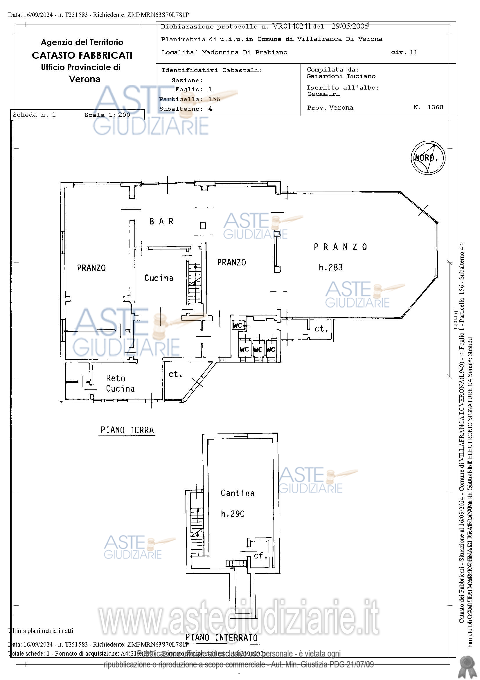 Planimetria del bene