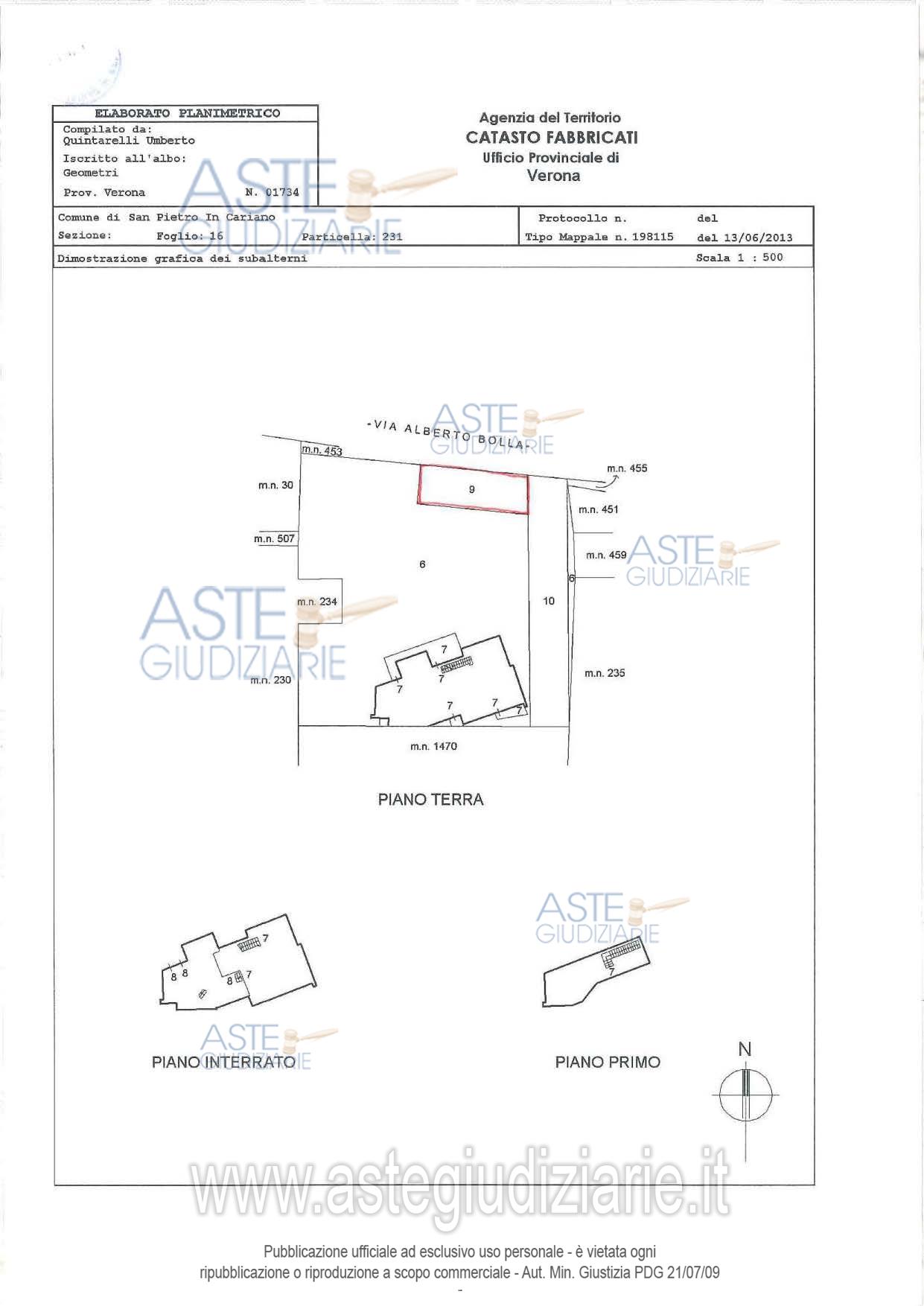 Planimetria del bene