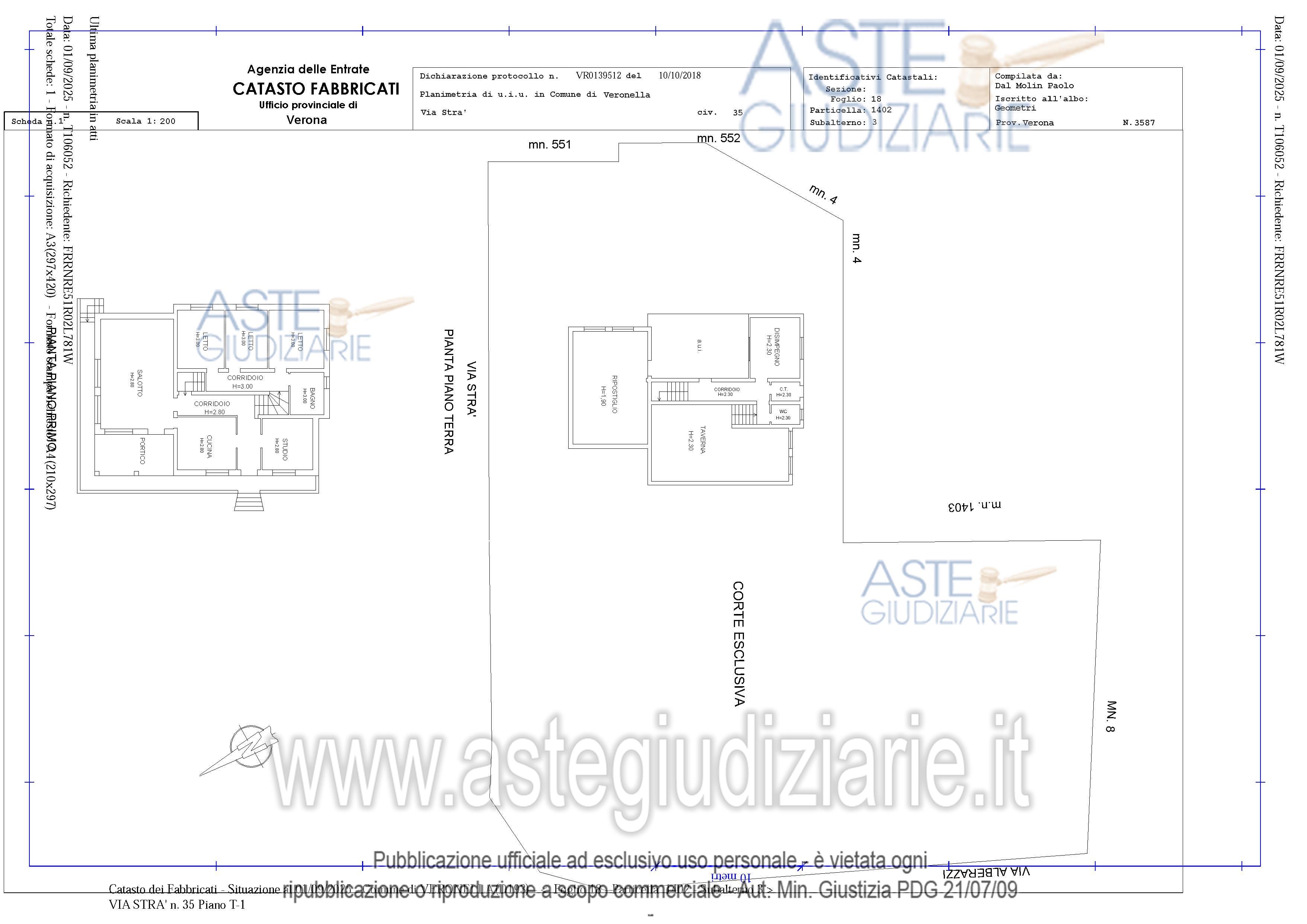 Planimetria del bene