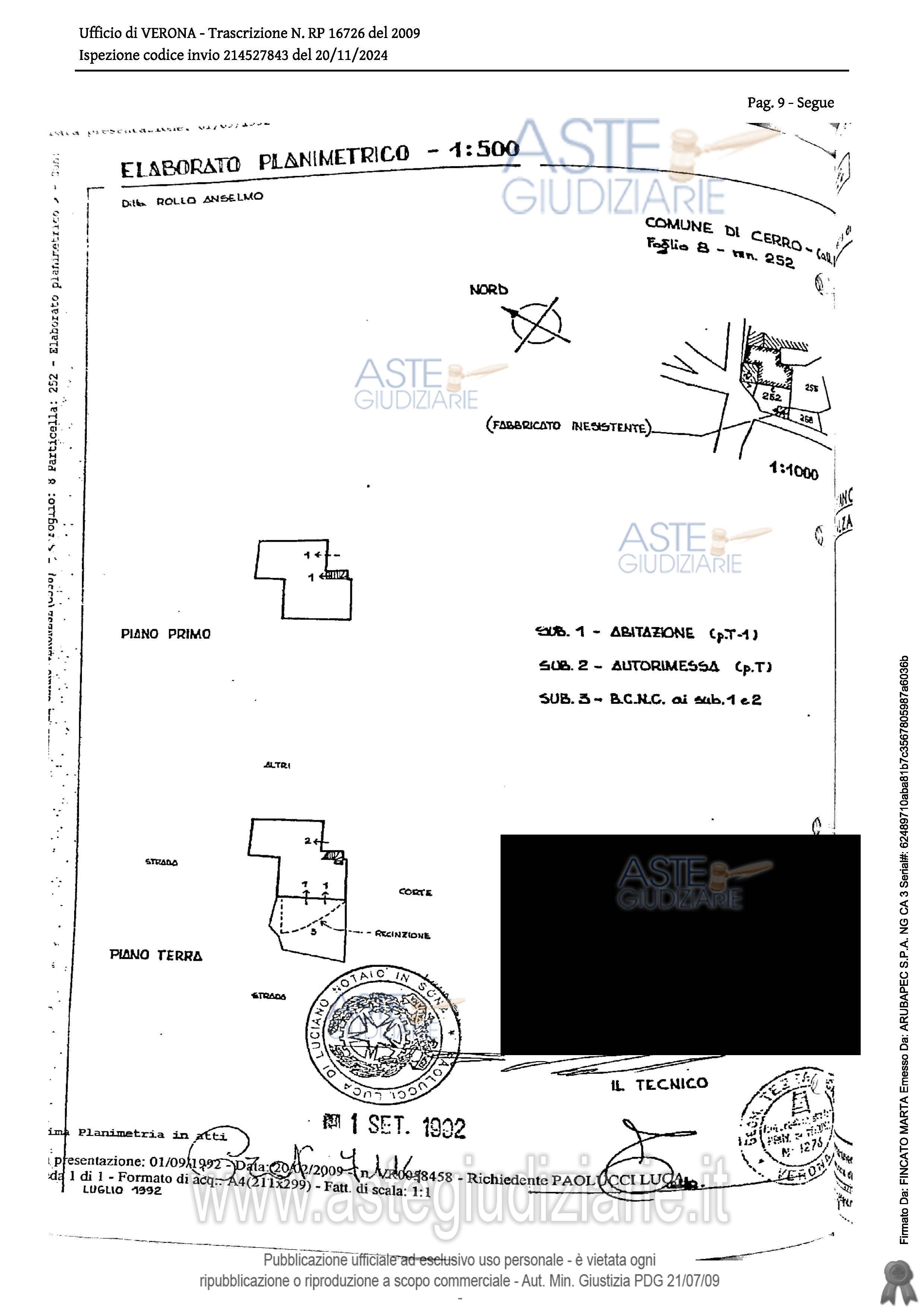 Planimetria del bene