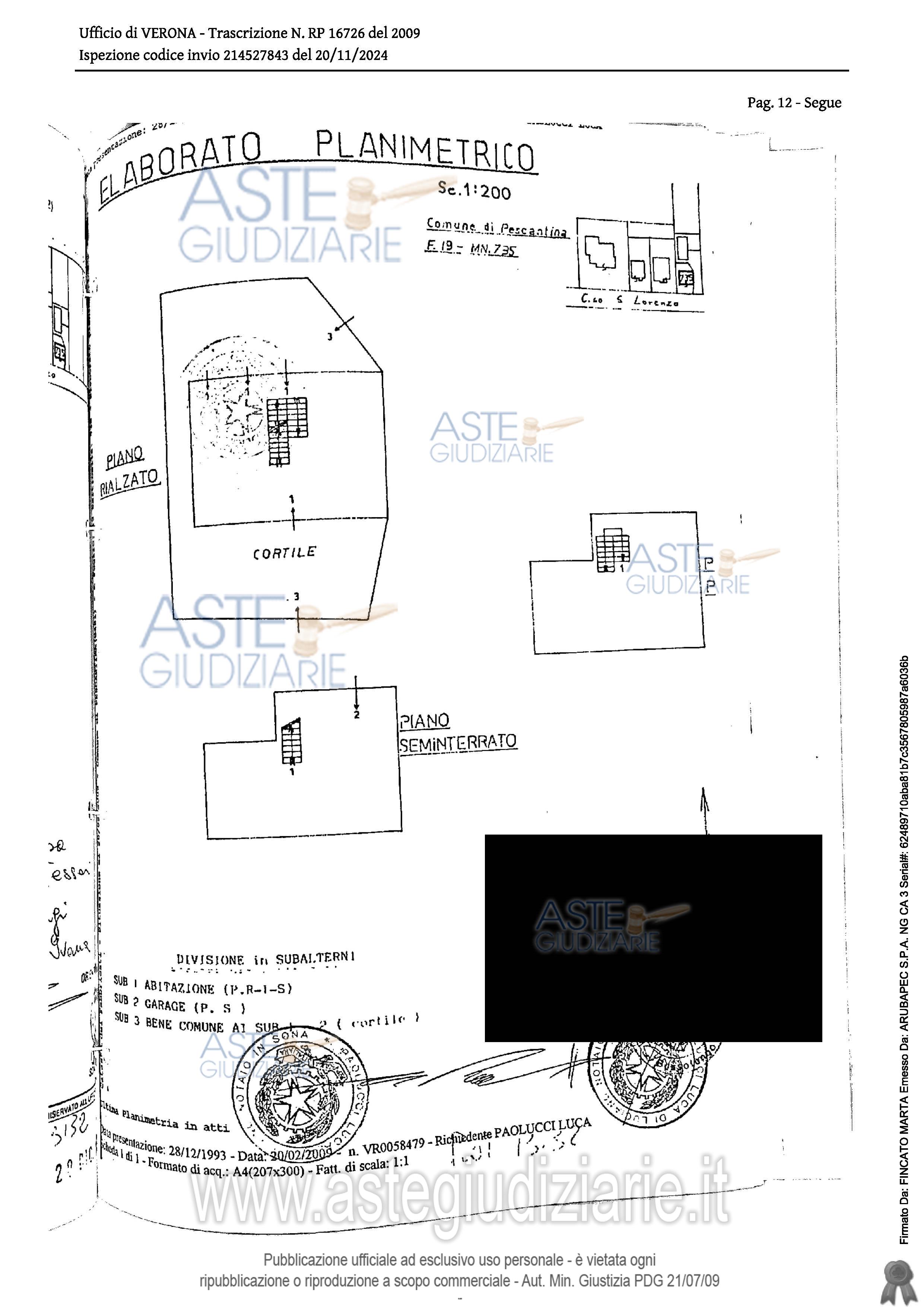 Planimetria del bene
