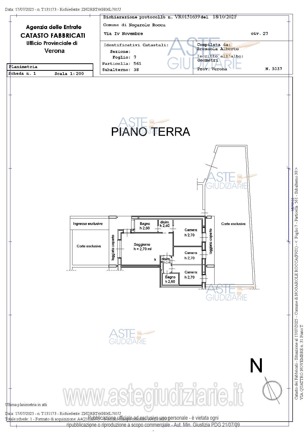 Planimetria del bene