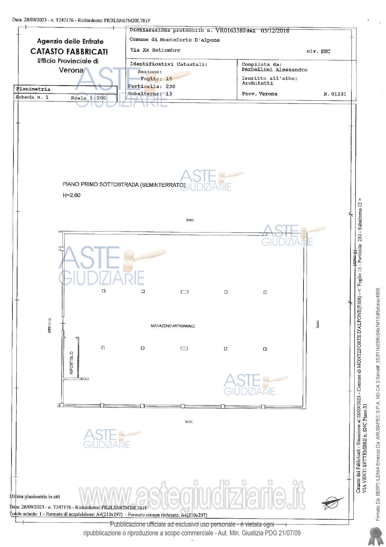 Planimetria del bene