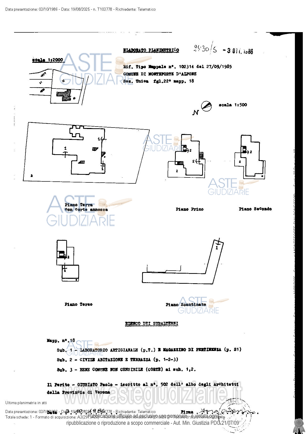 Planimetria del bene