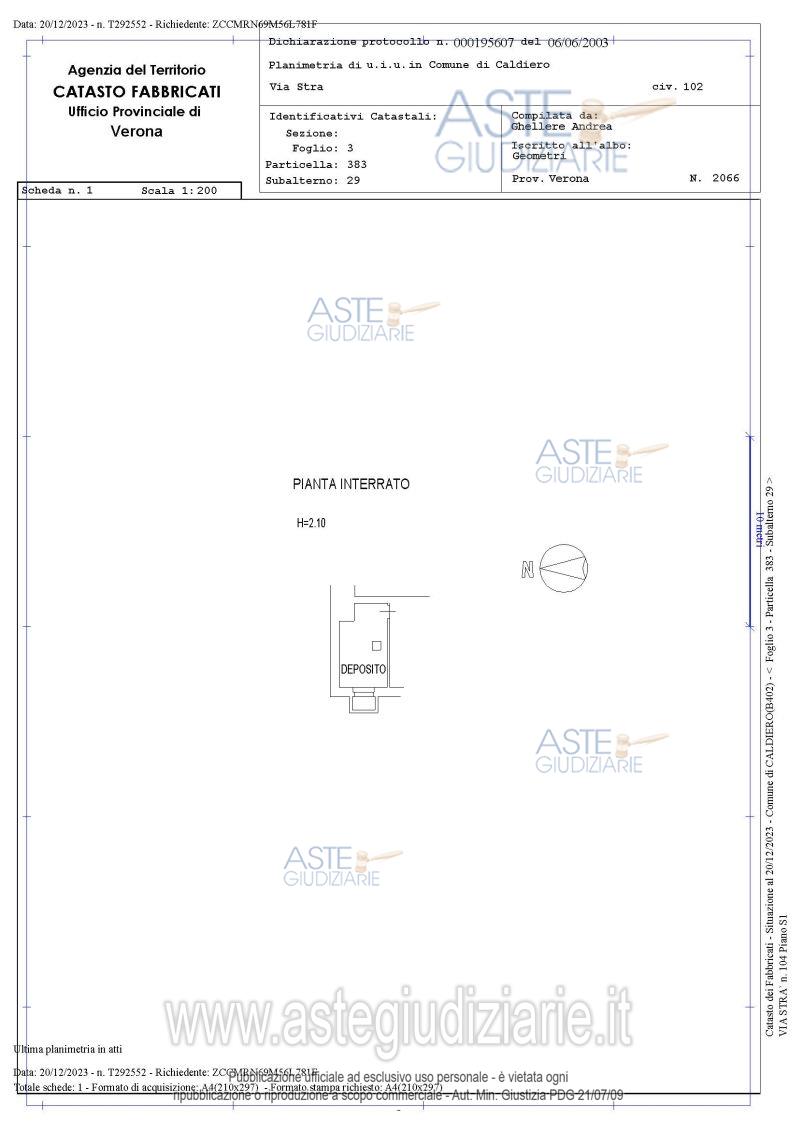 Planimetria del bene
