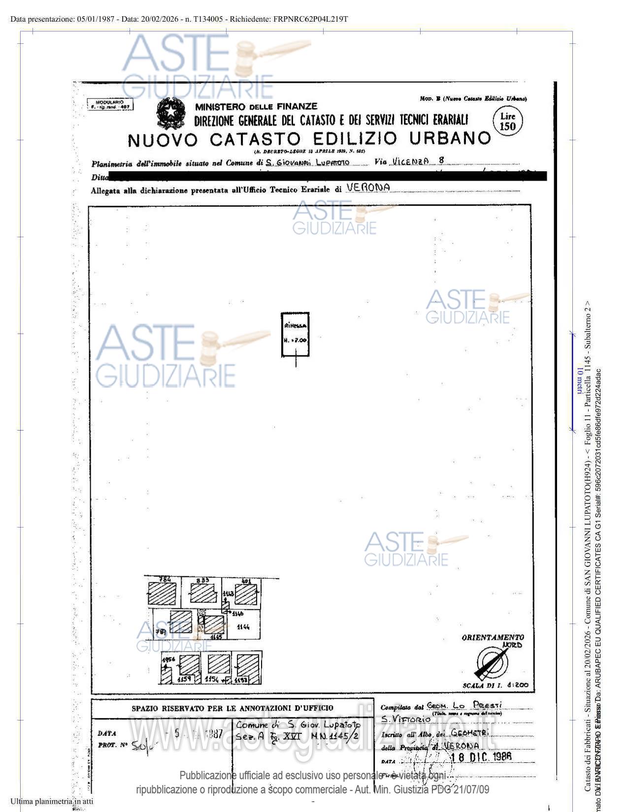 Planimetria del bene