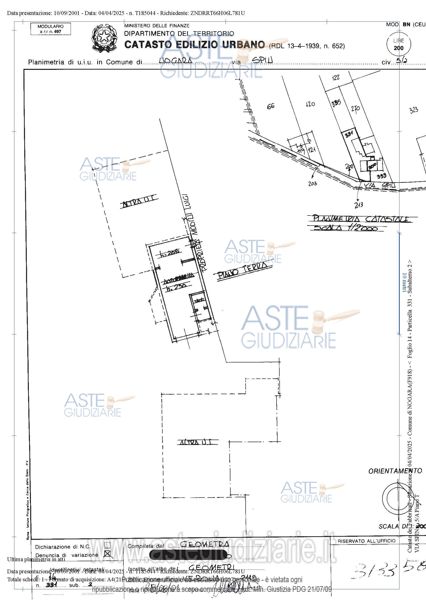 Planimetria del bene