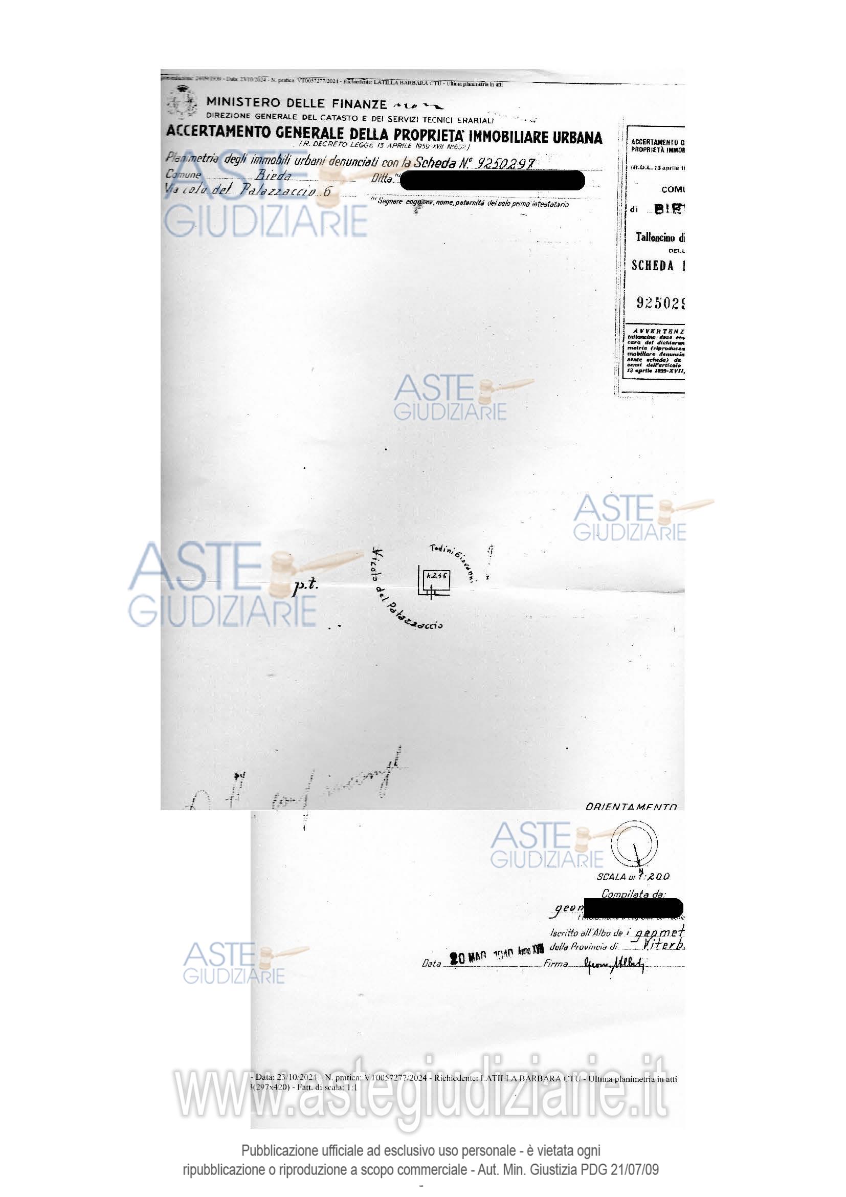 Planimetria del bene