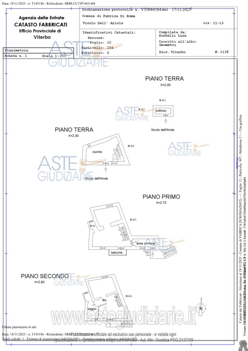 Planimetria del bene
