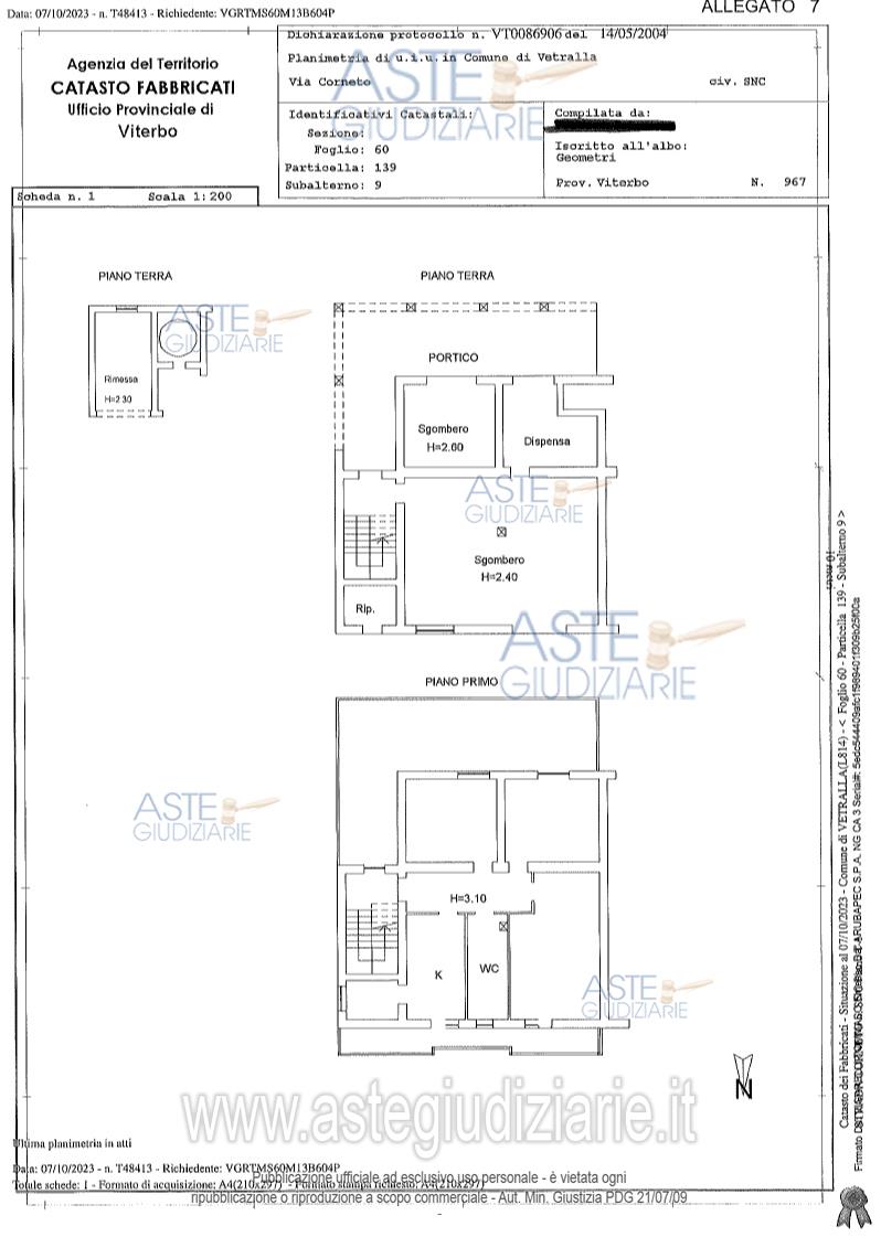 Planimetria del bene