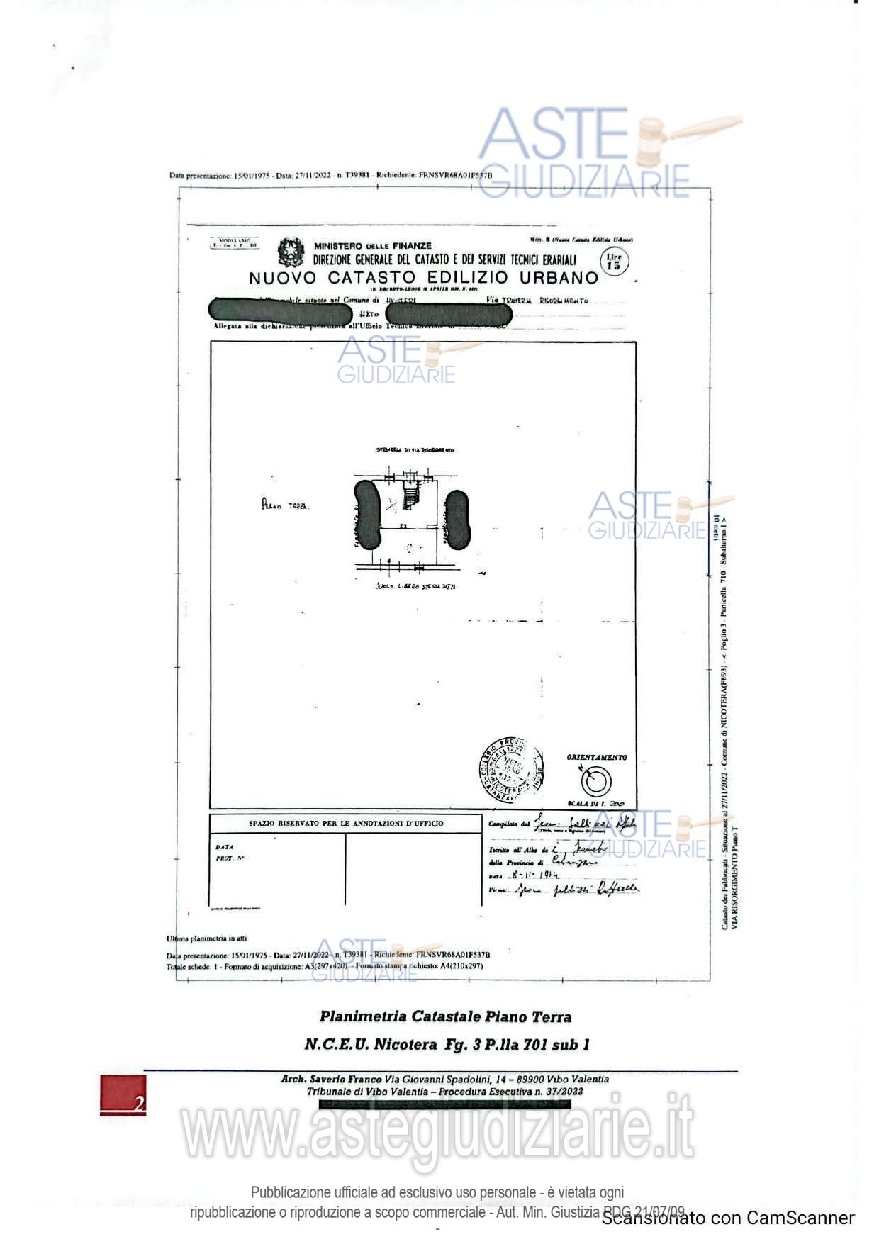 Planimetria del bene